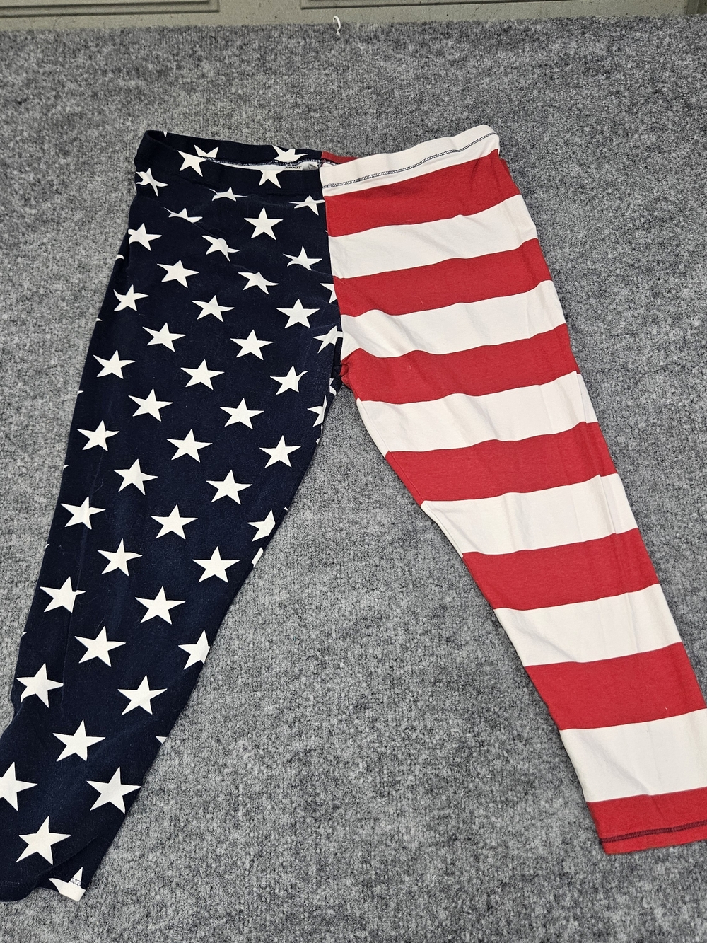 MIXIT American Flag Star and Stripe Leggings Red & Blue XL